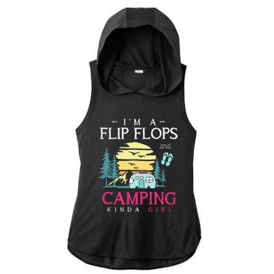 Funny Camper Women Camp Flip Flops Retro Camping Ladies PosiCharge Tri-Blend Wicking Draft Hoodie Tank