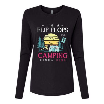 Funny Camper Women Camp Flip Flops Retro Camping Womens Cotton Relaxed Long Sleeve T-Shirt