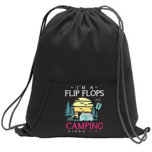 Funny Camper Women Camp Flip Flops Retro Camping Sweatshirt Cinch Pack Bag