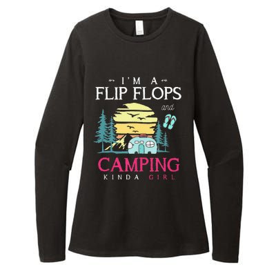 Funny Camper Women Camp Flip Flops Retro Camping Womens CVC Long Sleeve Shirt