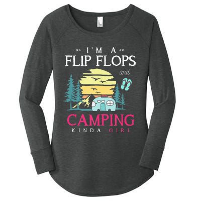 Funny Camper Women Camp Flip Flops Retro Camping Women's Perfect Tri Tunic Long Sleeve Shirt