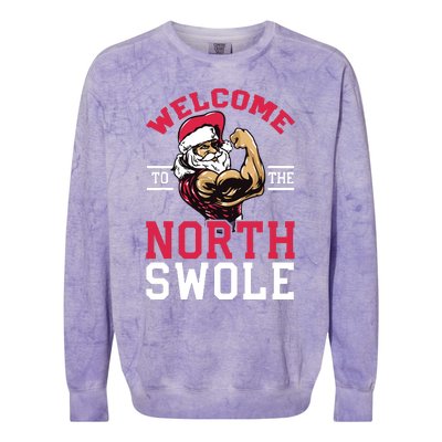 Funny Christmas Weightlifting Workout North Swole Colorblast Crewneck Sweatshirt