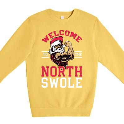 Funny Christmas Weightlifting Workout North Swole Premium Crewneck Sweatshirt