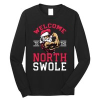 Funny Christmas Weightlifting Workout North Swole Long Sleeve Shirt