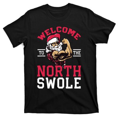 Funny Christmas Weightlifting Workout North Swole T-Shirt