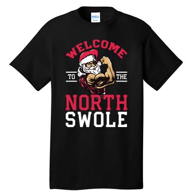 Funny Christmas Weightlifting Workout North Swole Tall T-Shirt