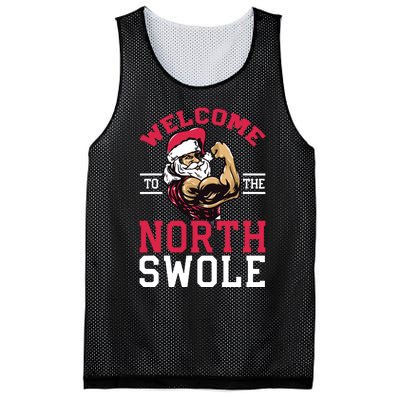 Funny Christmas Weightlifting Workout North Swole Mesh Reversible Basketball Jersey Tank