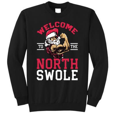 Funny Christmas Weightlifting Workout North Swole Tall Sweatshirt