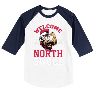 Funny Christmas Weightlifting Workout North Swole Baseball Sleeve Shirt