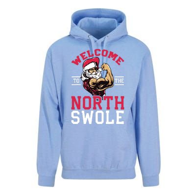 Funny Christmas Weightlifting Workout North Swole Unisex Surf Hoodie