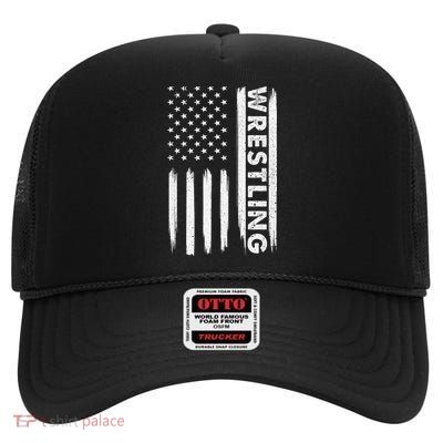 Funny Cool Wrestling USA Design  Wrestling Coach    High Crown Mesh Back Trucker Hat
