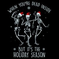 Funny Christmasween When You're Dead Inside But It's The Holiday Season Skeletons Drawstring Bag