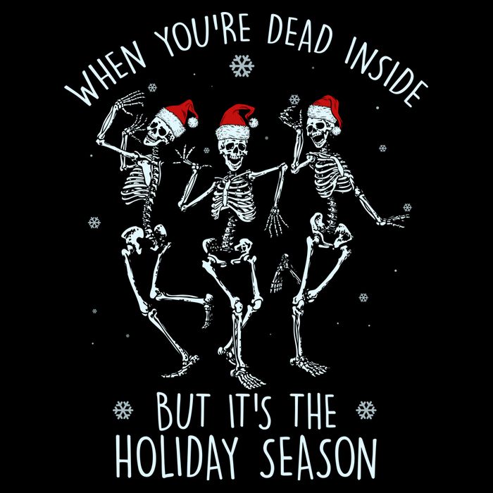 Funny Christmasween When You're Dead Inside But It's The Holiday Season Skeletons Drawstring Bag