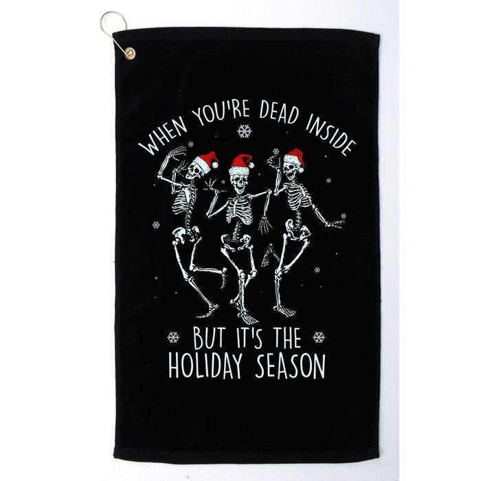Funny Christmasween When You're Dead Inside But It's The Holiday Season Skeletons Golf Towel