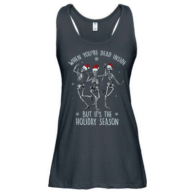 Funny Christmasween When You're Dead Inside But It's The Holiday Season Skeletons Ladies Essential Flowy Tank