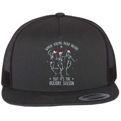 Funny Christmasween When You're Dead Inside But It's The Holiday Season Skeletons Flatbill Hat