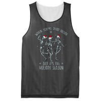 Funny Christmasween When You're Dead Inside But It's The Holiday Season Skeletons Mesh Reversible Basketball Jersey Tank