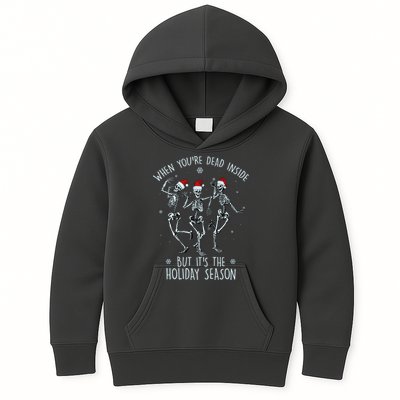 Funny Christmasween When You're Dead Inside But It's The Holiday Season Skeletons Kids Hoodie