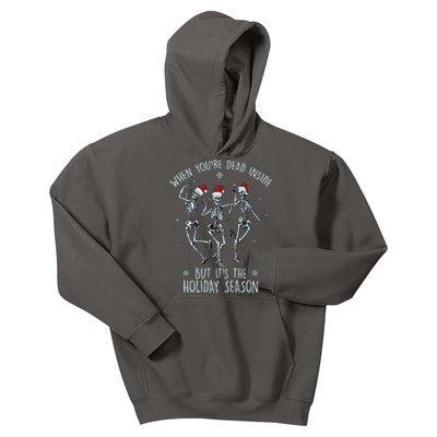 Funny Christmasween When You're Dead Inside But It's The Holiday Season Skeletons Kids Hoodie