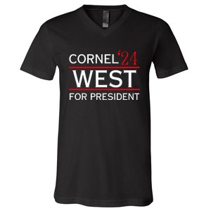 Funny Cornel West For President 2024 V-Neck T-Shirt