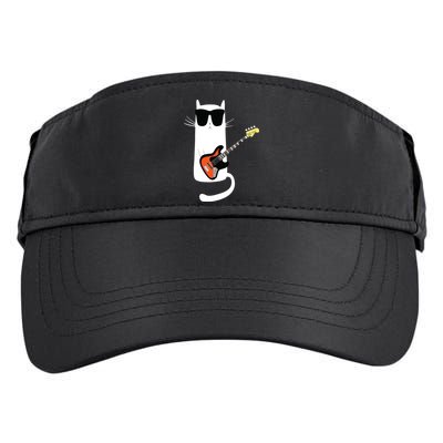 Funny Cat Wearing Sunglasses Playing Bass Guitar Adult Drive Performance Visor