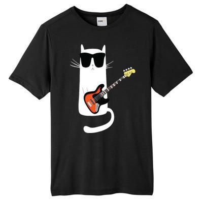 Funny Cat Wearing Sunglasses Playing Bass Guitar Tall Fusion ChromaSoft Performance T-Shirt