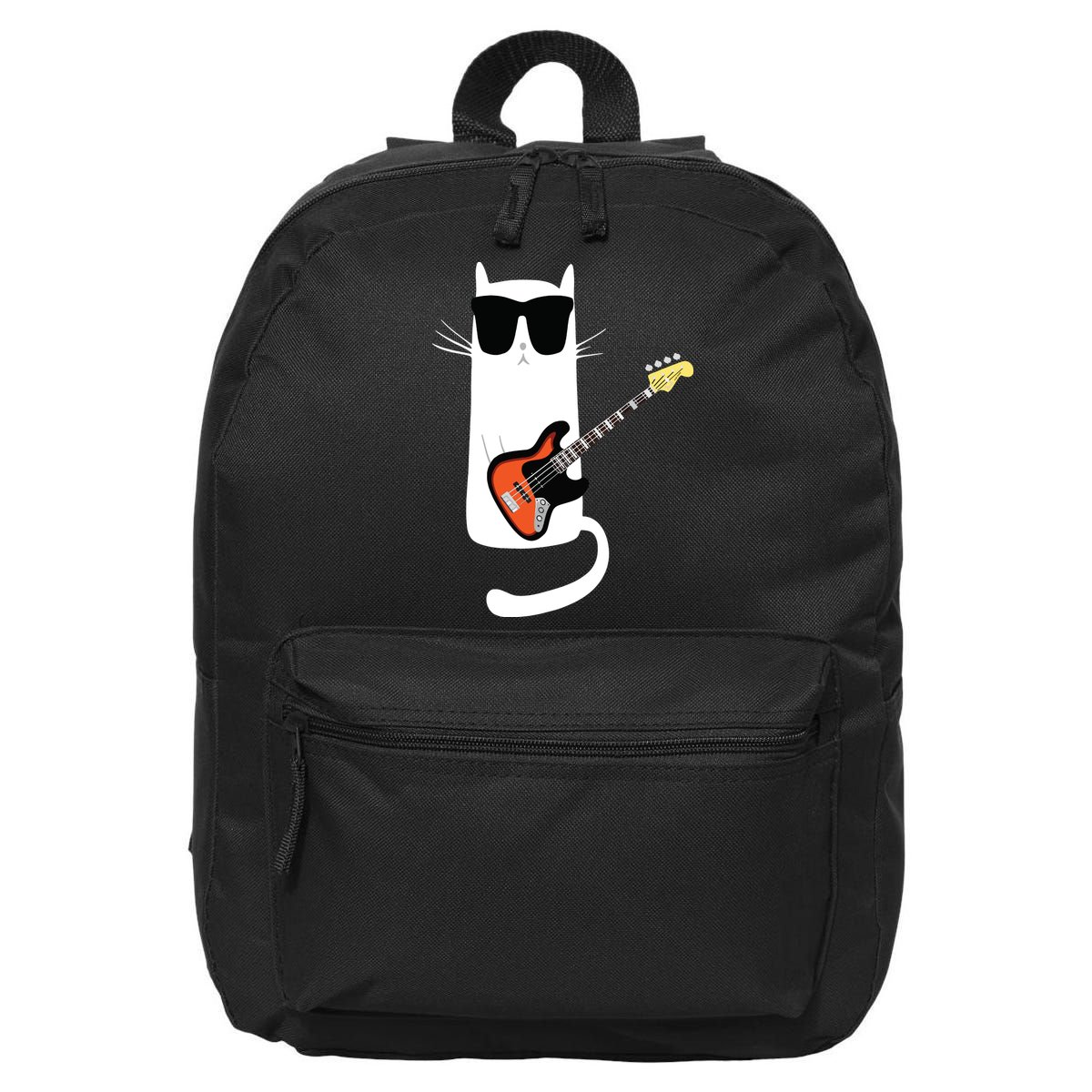 Funny Cat Wearing Sunglasses Playing Bass Guitar 16 in Basic Backpack