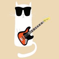 Funny Cat Wearing Sunglasses Playing Bass Guitar V-Neck T-Shirt