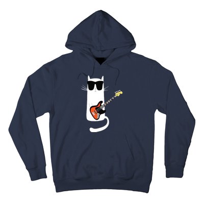 Funny Cat Wearing Sunglasses Playing Bass Guitar Hoodie