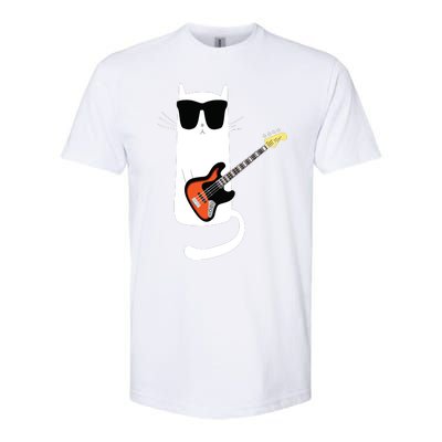 Funny Cat Wearing Sunglasses Playing Bass Guitar Softstyle CVC T-Shirt