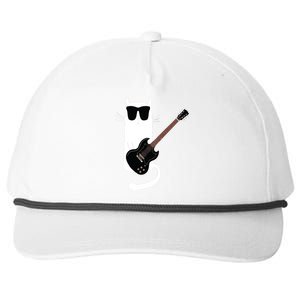 Funny Cat Wearing Sunglasses Playing Electric Guitar Snapback Five-Panel Rope Hat