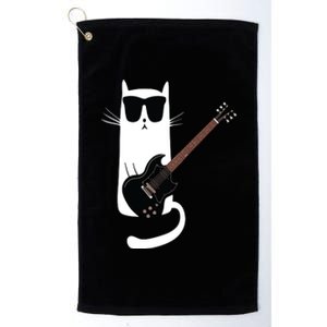 Funny Cat Wearing Sunglasses Playing Electric Guitar Platinum Collection Golf Towel