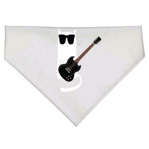 Funny Cat Wearing Sunglasses Playing Electric Guitar USA-Made Doggie Bandana