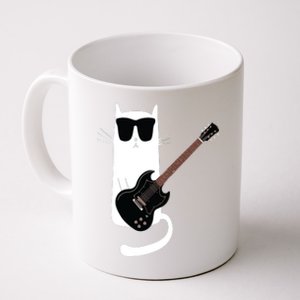 Funny Cat Wearing Sunglasses Playing Electric Guitar Coffee Mug