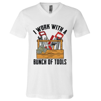 Funny Construction Worker Gift Carpenter Woodworker Handyman V-Neck T-Shirt