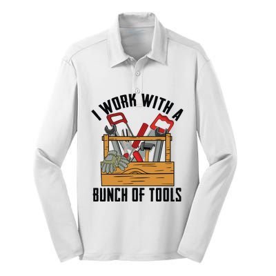 Funny Construction Worker Gift Carpenter Woodworker Handyman Silk Touch Performance Long Sleeve Polo