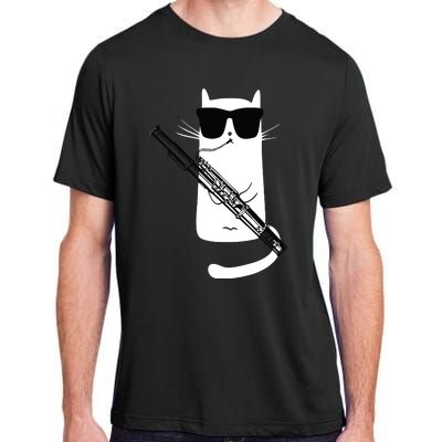 Funny Cat Wearing Sunglasses Playing Bassoon Adult ChromaSoft Performance T-Shirt