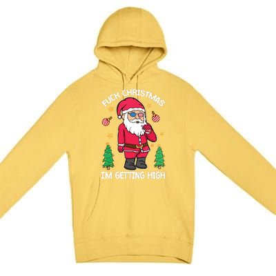 Fuck Christmas Weed Smoking American Gnome Sarcastic Xmas Premium Pullover Hoodie