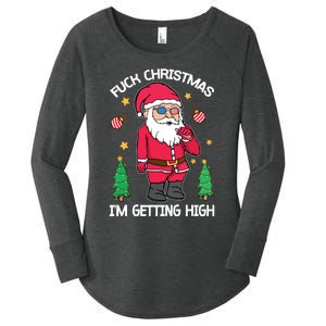 Fuck Christmas Weed Smoking American Gnome Sarcastic Xmas Women's Perfect Tri Tunic Long Sleeve Shirt