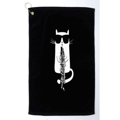 Funny Cat Wearing Sunglasses Playing Oboe Platinum Collection Golf Towel