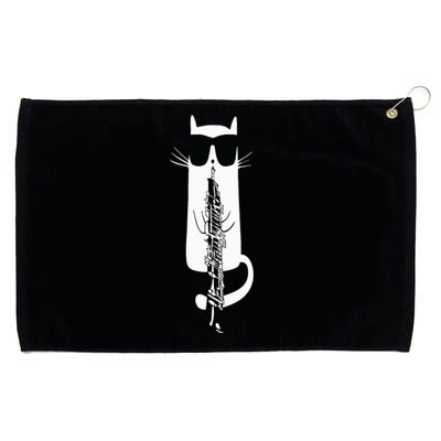 Funny Cat Wearing Sunglasses Playing Oboe Grommeted Golf Towel