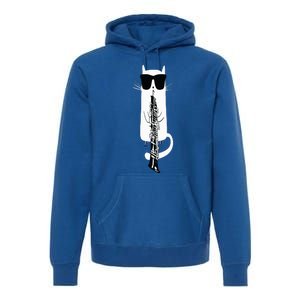 Funny Cat Wearing Sunglasses Playing Oboe Premium Hoodie