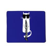 Funny Cat Wearing Sunglasses Playing Oboe Mousepad