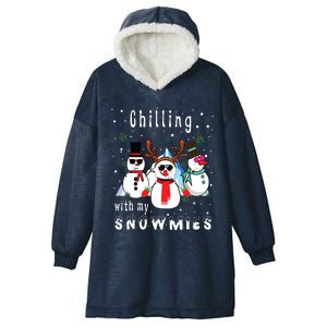 Funny Chilling With My Snowmies Weed Christmas 420 Cannabis Hooded Wearable Blanket