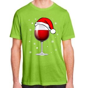 Funny Christmas Wine Glass Santa Hat Holiday For Wine Lovers Cute Gift Adult ChromaSoft Performance T-Shirt