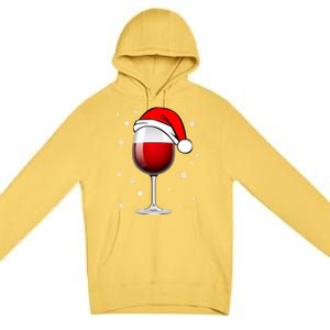 Funny Christmas Wine Glass Santa Hat Holiday For Wine Lovers Cute Gift Premium Pullover Hoodie