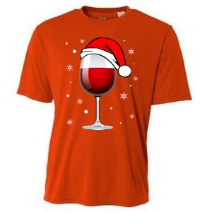 Funny Christmas Wine Glass Santa Hat Holiday For Wine Lovers Cute Gift Cooling Performance Crew T-Shirt