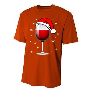 Funny Christmas Wine Glass Santa Hat Holiday For Wine Lovers Cute Gift Performance Sprint T-Shirt