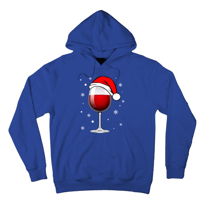 Funny Christmas Wine Glass Santa Hat Holiday For Wine Lovers Cute Gift Hoodie