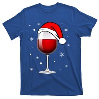 Funny Christmas Wine Glass Santa Hat Holiday For Wine Lovers Cute Gift T-Shirt